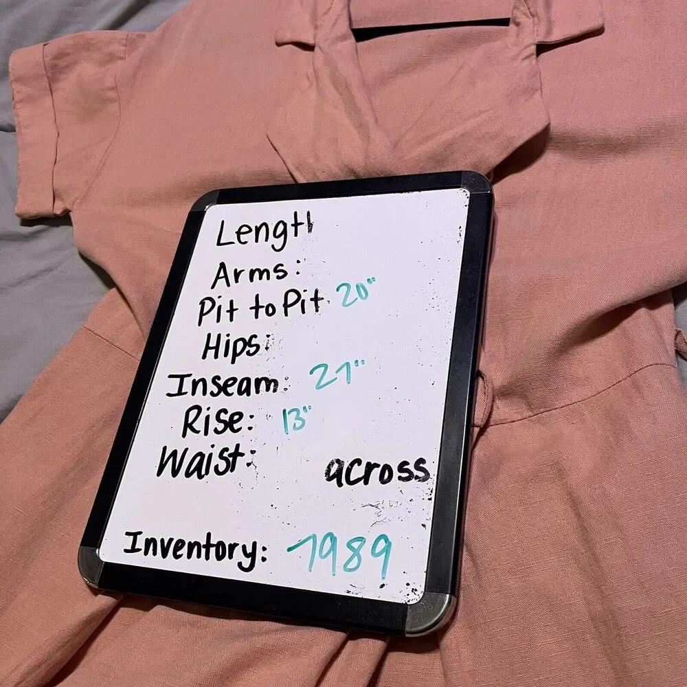 Zara Light Pink Linen Blend Collared Snap Button Jumpsuit Jumper Coverall Size M